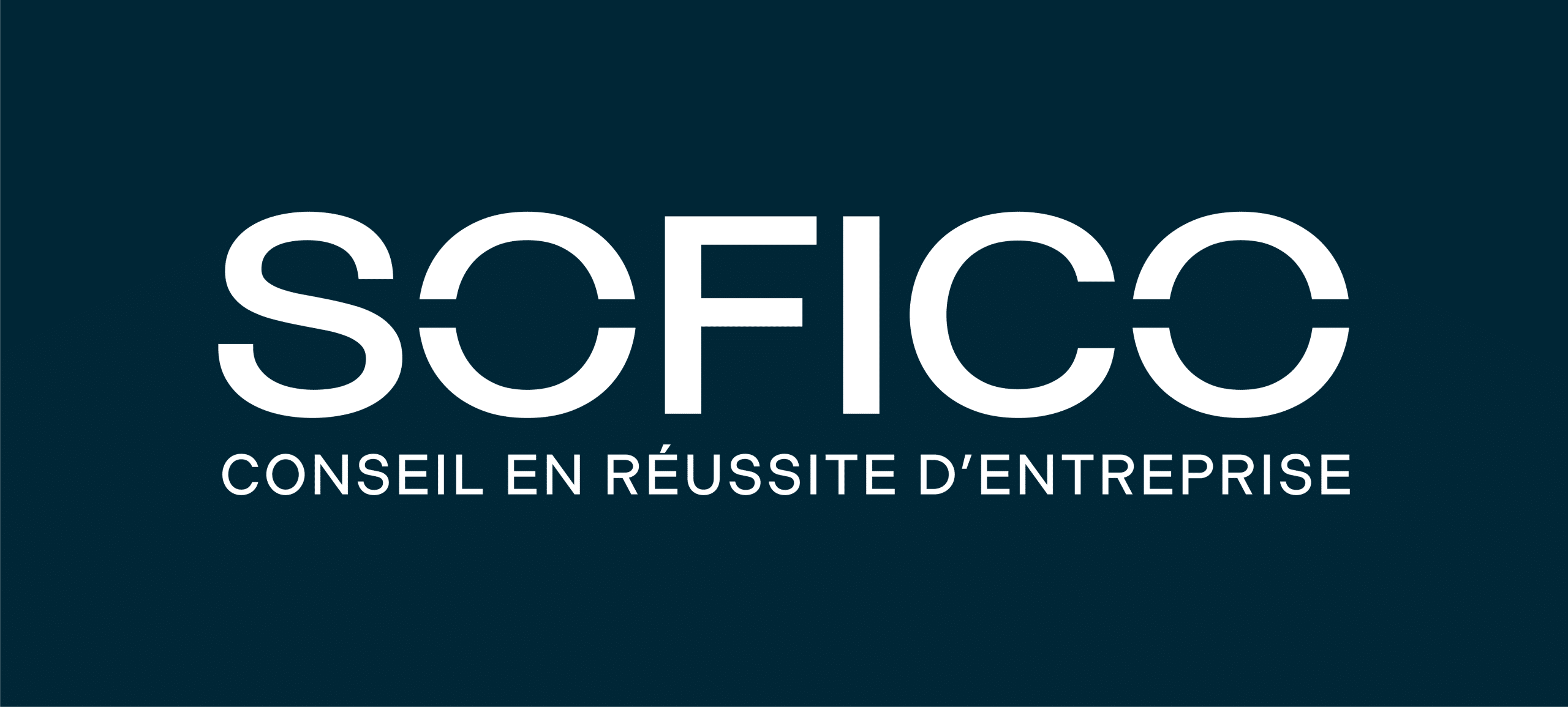 Logotype SOFICO blanc sur fond bleu foncé